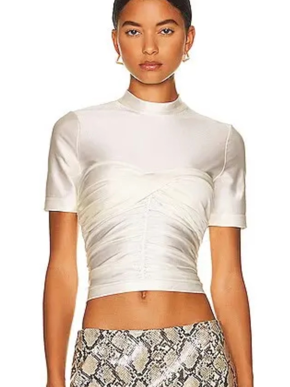 Alexander Wang Cream Ruched Short Sleeve Tee